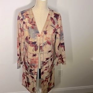 SOLITAIRE Floral Faux Suede Jacket Blush Duster from Anthropologie
